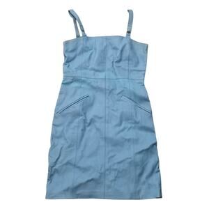 Vintage Newport News Baby Blue Leather Mini Dress